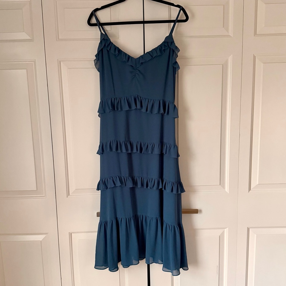 Michael Michael Kors Blue Ruffle Tier Dress | Size Large